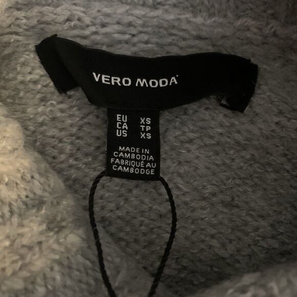 NWT Vero Moda Sweater Blouse Women's X-Small Gray Roll Neck Long Sleeve - Picture 4 of 9